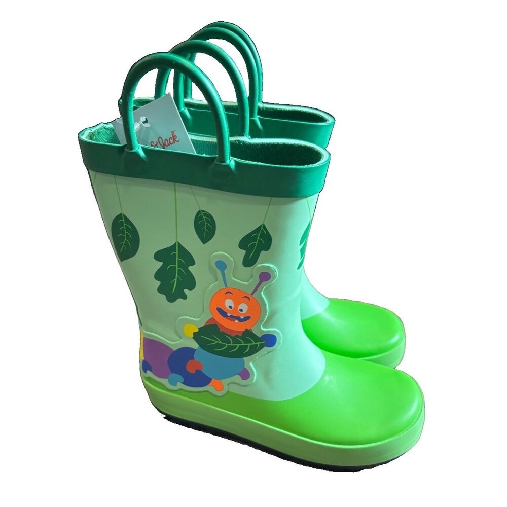 NEW Cat & Jack Pull On Rainboots Kids Size 10 Green Caterpillar